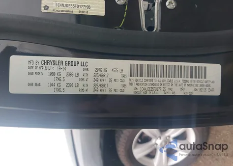 2015 Jeep Compass High Altitude Edition z USA, uszkodzony, nr VIN 1C4NJDEB5FD177195